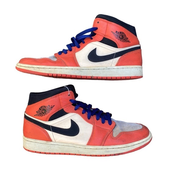 2018 Nike Air Jordan 1 Mid Team Orange Black Size 13 - Picture 2 of 10